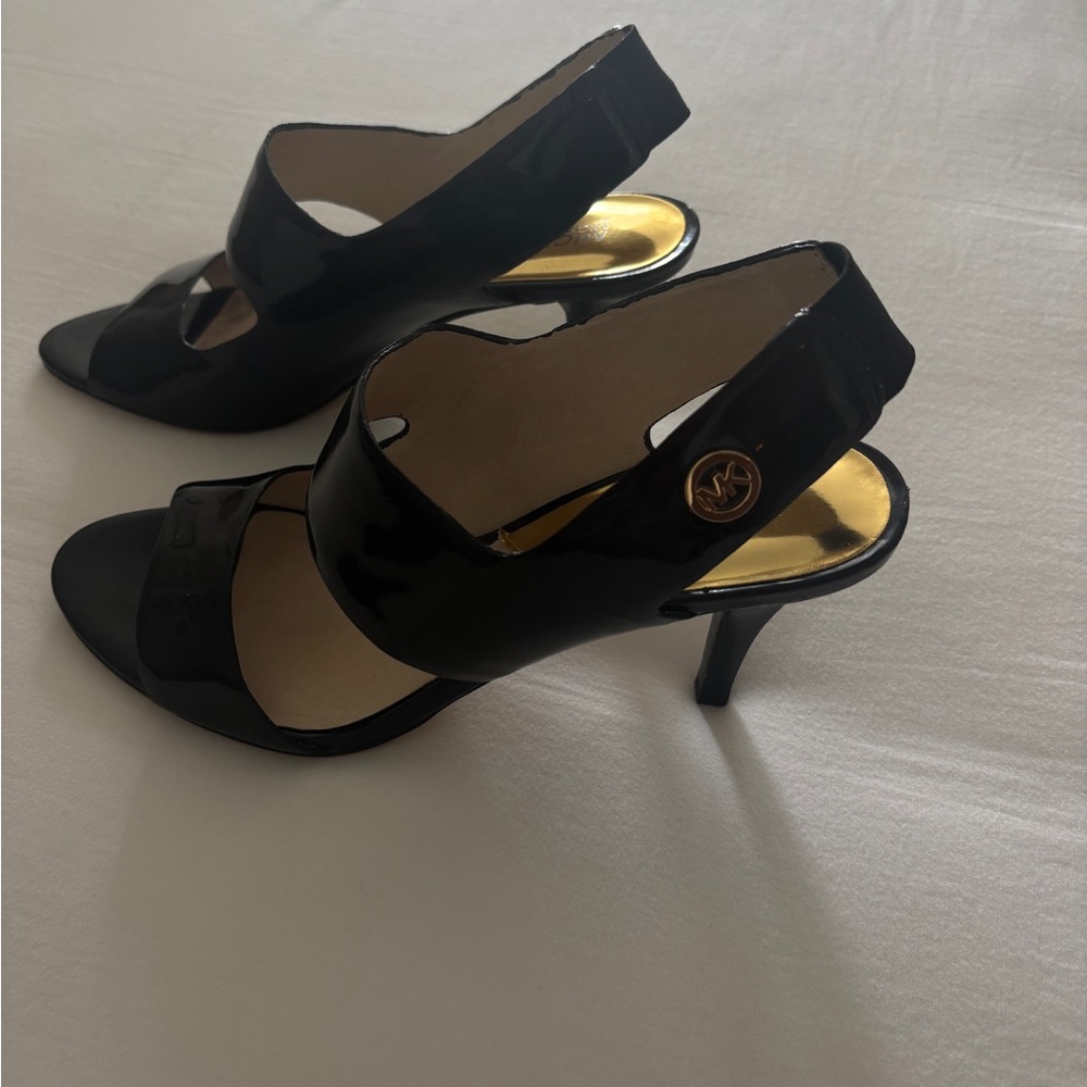 MICHAEL Michael Kors Black Heels with Gold Accents